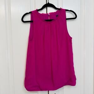 Ann Taylor Est 1954 Top Pink Ruffle Neck Sleeveless Elastic Waist Size Small